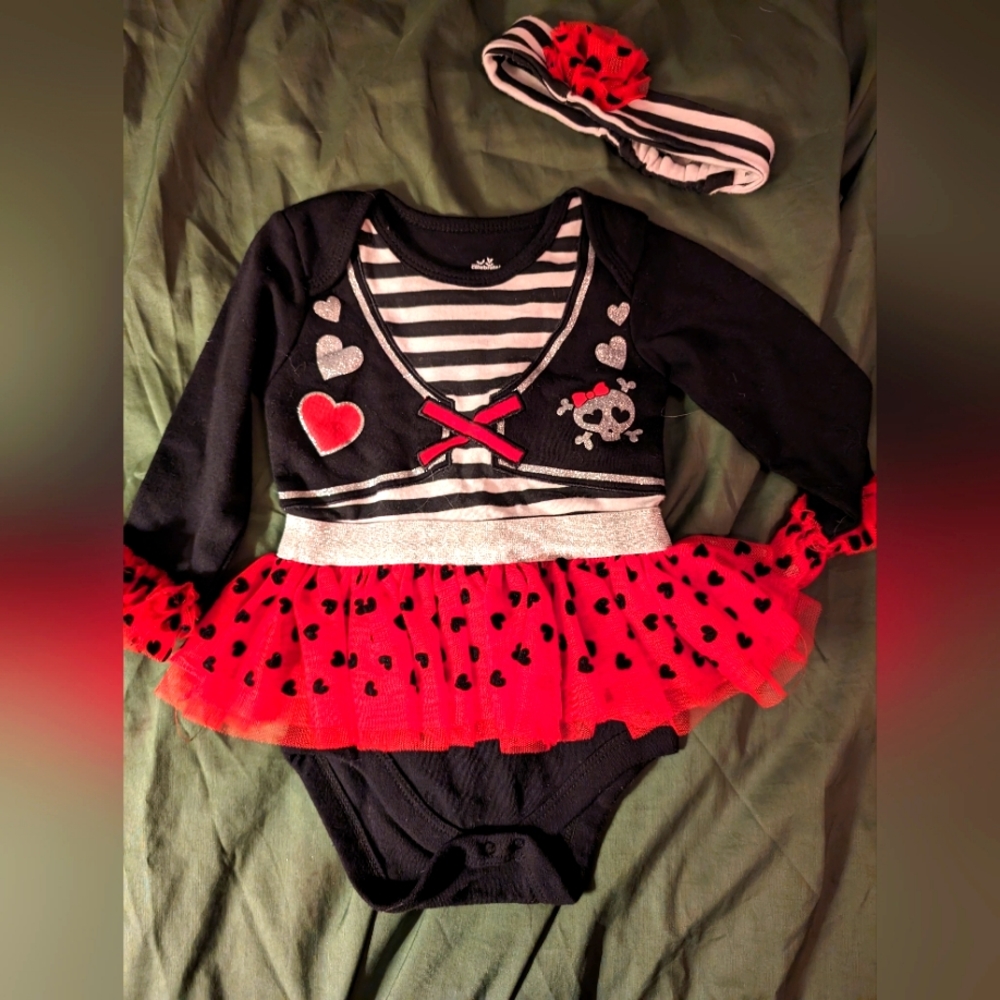 Girls Toddler Tutu Punk Outfit 12M with headband